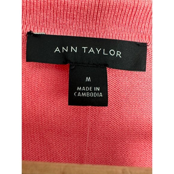 Ann Taylor Coral Collared Pullover 3/4 Sleeve Sweater Medium NEW Office Career - Picture 3 of 7